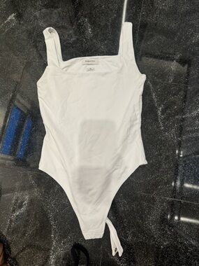 Babaton White Square-Neck One-Piece Bodysuit